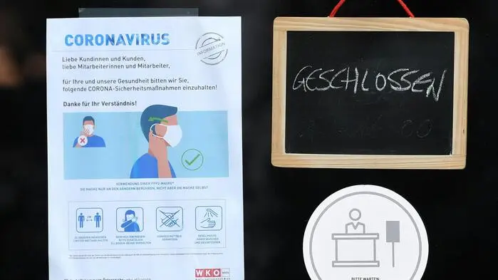 Schild in Wien im Februar 2021