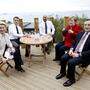 Ursula von der Leyen, Emmanuel Macron, Charles Michel,  Angela Merkel, Mario Draghi