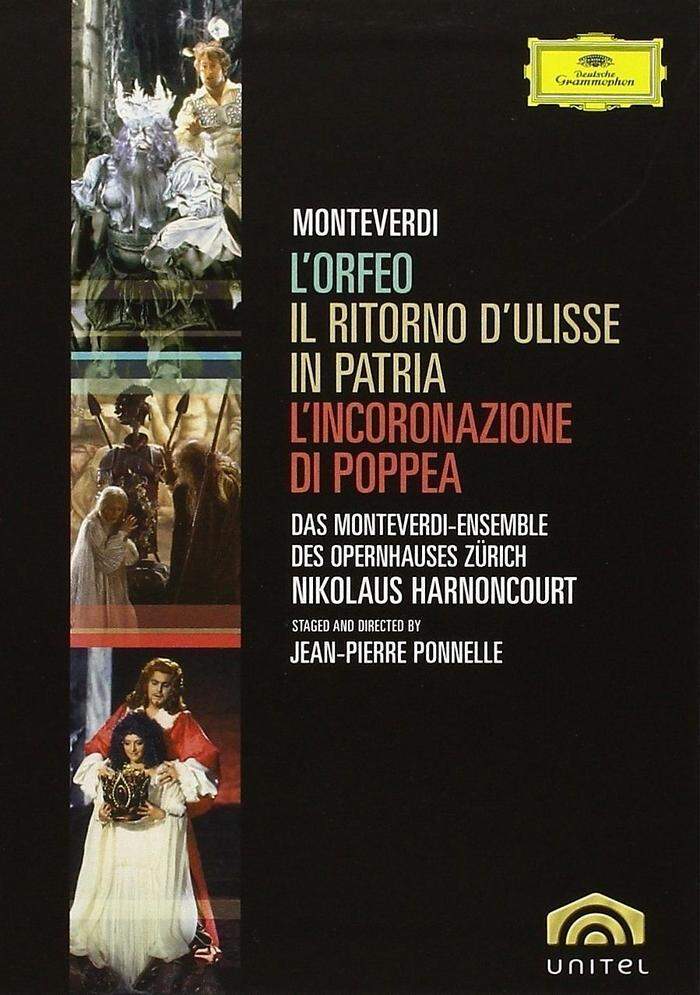 Nikolaus Harnoncourt startete 1975 in Zürich mit Regisseur Jean-Pierre Ponnelle seinen Monteverdi- Zyklus. Die drei Projekte mit „L’Orfeo“, „Il ritorno d’Ulisse in Patria“ und „L’incoronazione di Poppea“ machten Aufsehen – und Geschichte (DVD/Decca). 