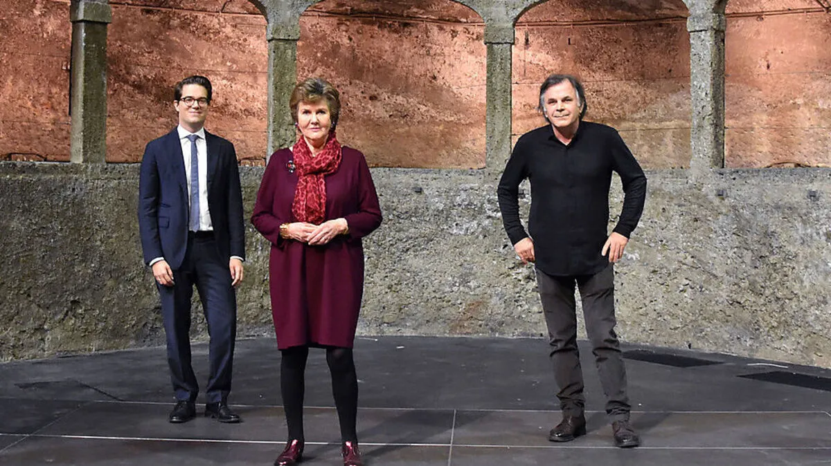 Lukas Crepaz (kaufmännischer Direktor), Helga Rabl-Stadler (Präsidentin) und Markus Hinterhäuser (Intendant)