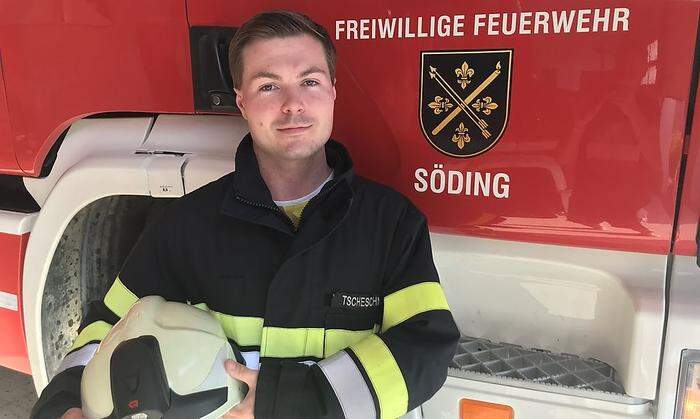 Für die Feuerwehr zeigt Paul Tscheschner immer vollen Einsatz