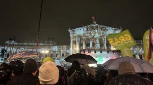 Vor dem Parlament in Wien versammelten sich trotz Regens bei einer breit unterstützten Großkundgebung am Abend mehr als 10.000 Menschen, um die „Demokratie zu verteidigen