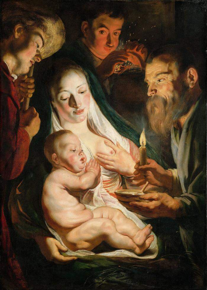 Jacob Jordaens,"Heilige Familie mit Hirten", 1616  