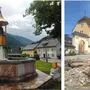 Vom jetzt frisch restaurierten und renovierten Antoniusbrunnen (l.) war im Sommer 2021 nicht viel zu sehen