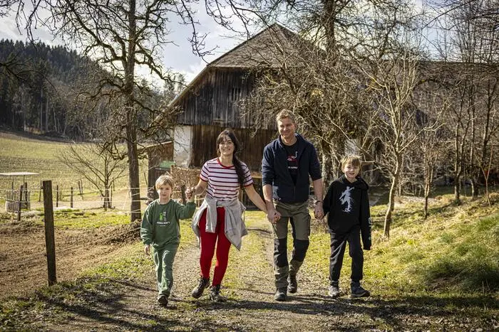 Die Familie Kanatschnig: Johann, Katharina, Michael und Matthias