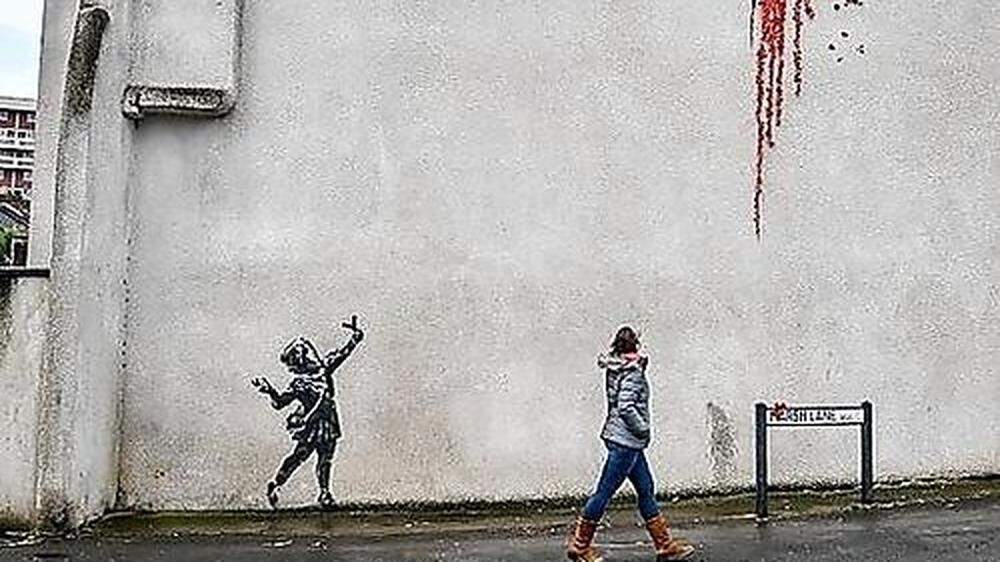 Mädchen mit Steinschleuder: Hat sich Banksy wieder einmal in seiner Heimatstadt verewigt?