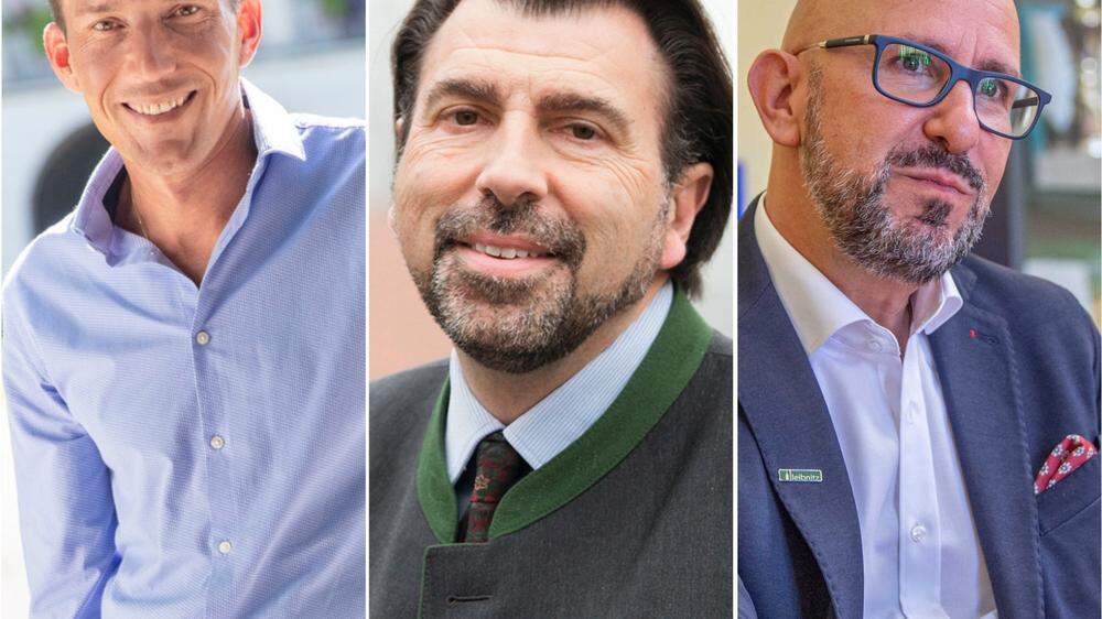 Zufrieden bis genervt: Die SPÖ Bürgermeister Peter Stradner, Josef Wallner und Michael Schumacher 