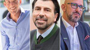 Zufrieden bis genervt: Die SPÖ Bürgermeister Peter Stradner, Josef Wallner und Michael Schumacher 