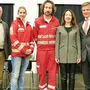 Bürgermeister Manfred Seebacher, die Ärzte Magdalena Griessler und Patrick Killmaier, Apothekerin Angelika Prentner und Bernd Leinich, Gesundheitsfonds 