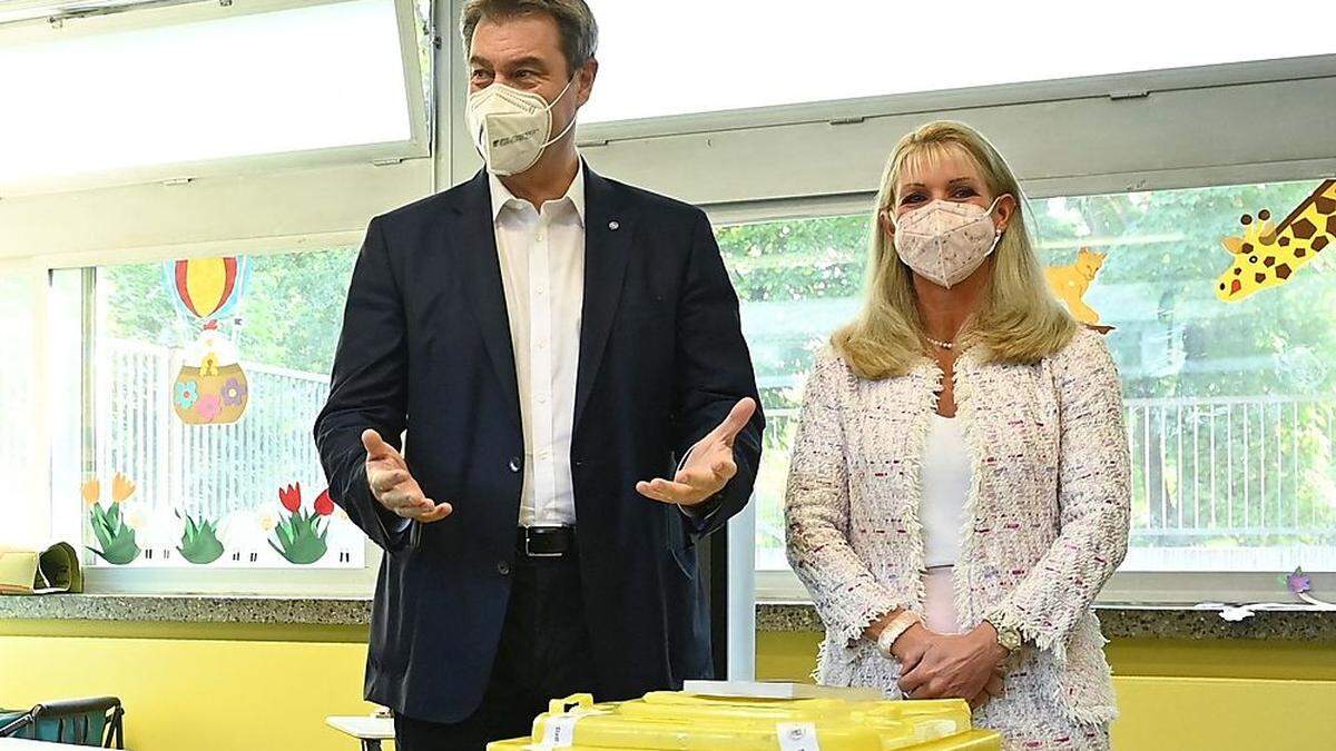 CSU-Chef Markus Söder mit seiner Ehefrau Karin Baumüller-Söder