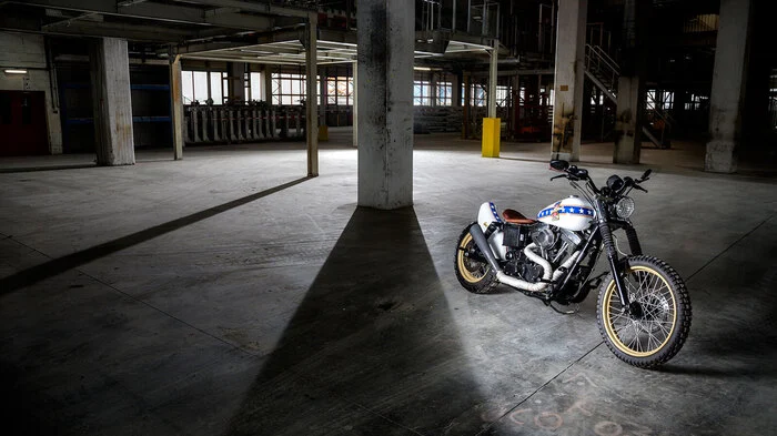 Umgebaute Harley Davidson "Evil Knievel"
