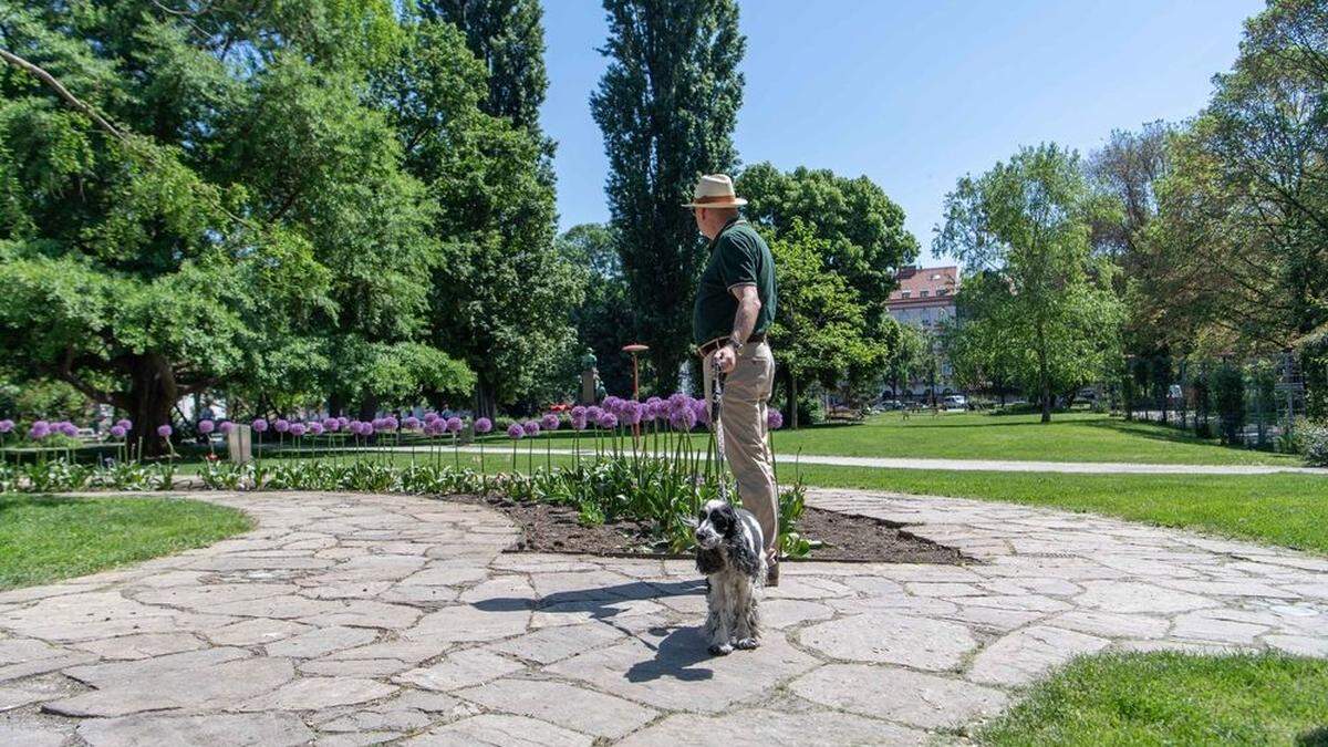 Stadtspaziergang von Christian Weniger und Hund Paula durch den Volksgarten