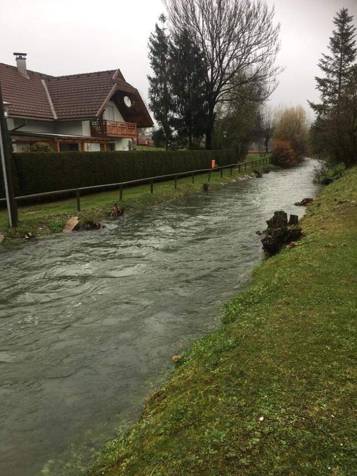 Gefährlich hoher Wasserstand beim Rotschitzabach