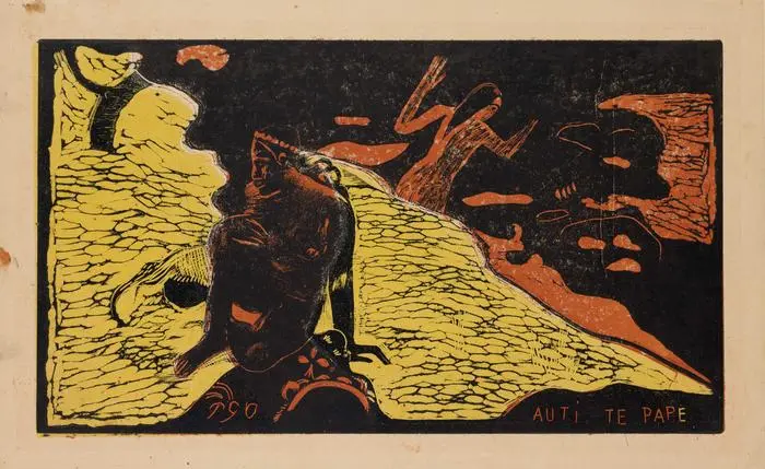 Auti Te Pape. Spiel im Süßwasser. Holzschnitt (1893-94), aus der Serie Noa Noa