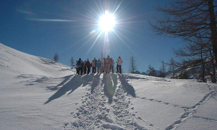 Schneeschuhwanderung zu den Steinböcken.