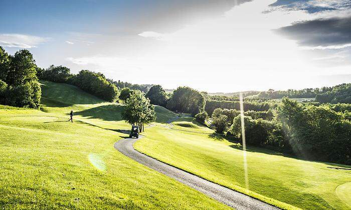 Ein Golfplatz, soweit das Auge reicht: Bei Reiters Golf 72 kannst du Meter machen - oder gemütlich mit dem Golfcart fahren