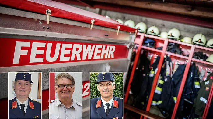Hören als Kommandanten auf, bleiben aber Kameraden: Herbert Karner (FF Twimberg), Johann Joham (FF St. Stefan) und Herbert Rami (FF Jakling; von links)