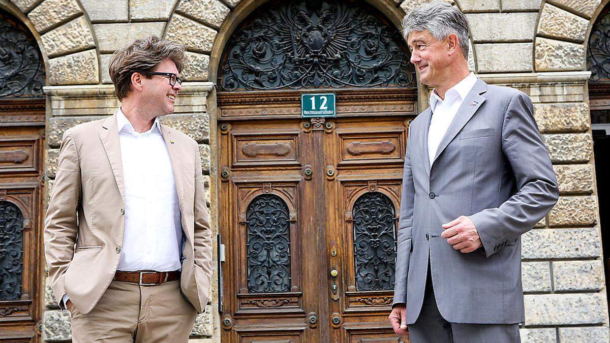 Rektoren Martin Polaschek (Uni Graz) und Harald Kainz (TU Graz) 