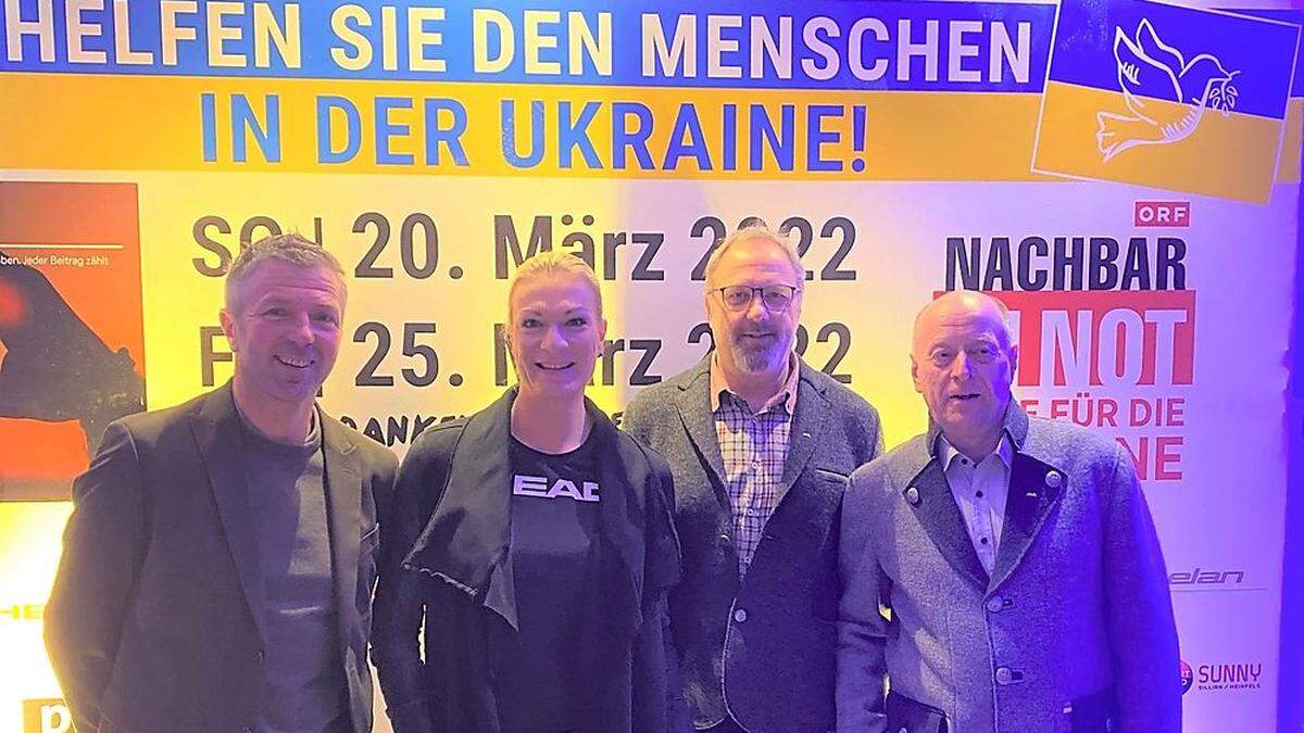 Waren beim 1. Galaabend: Bürgermeister Franz Schneider, Maria Höfl-Riesch, Otto Trauner und Frank Günl