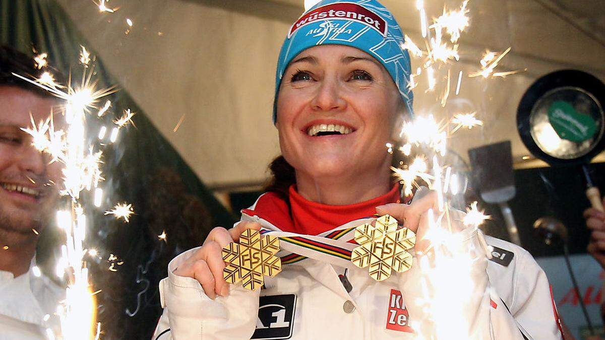 Bei der Ski-WM 2011 feierte &quot;Lizz&quot; Görgl mit zwei WM-Goldenen (Abfahrt und Super-G) einen ihrer größten Erfolge