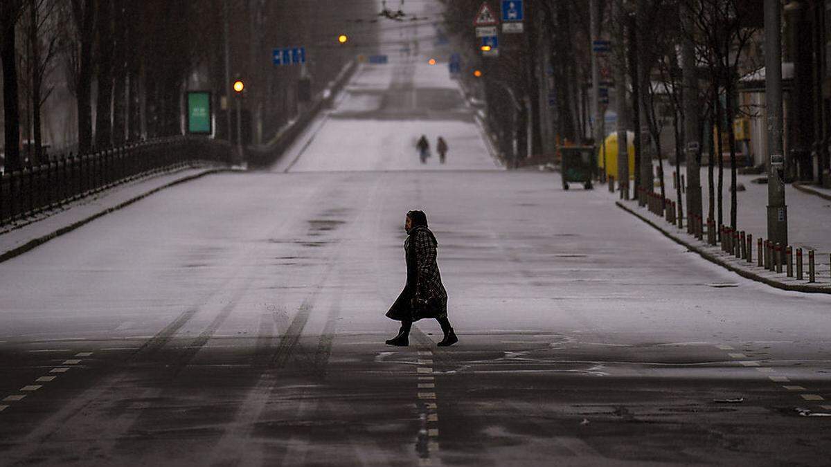 Leere Straßen in Kiew