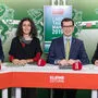 Franz Fartek (ÖVP), Sandra Krautwaschl (Grüne) und Stefan Hofer (SPÖ) diskutieren mit Claudia Gigler (Kleine Zeitung)