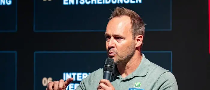 Sturm-Geschäftsführer Thomas Tebbich beim Wirtschaftstalk der Kleinen Zeitung