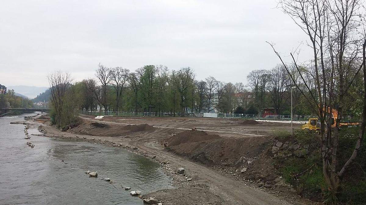 Der Bau der Augartenbucht war umstritten (Foto aus dem April 2019), seit der Fertigstellung gibt es aber kaum noch Kritik