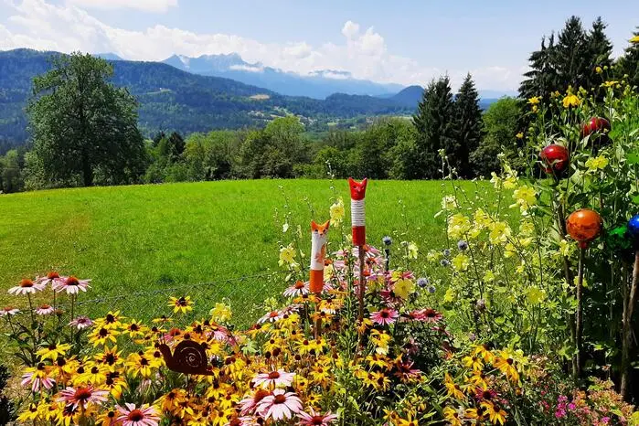 Diesen herrlichen Ausblick auf den Mittagskogel genießt unsere Leserreporterin Mia Wilms aus Keutschach in ihrem Garten. 