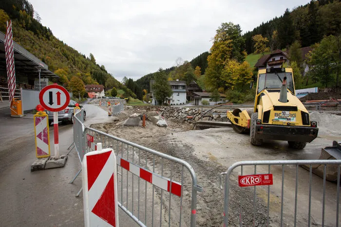 Baustelle bei der Aubachbrücke.