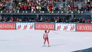 Stefan Babinsky nach der Abfahrt vor der „Saalbacher Wand“