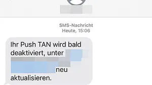 Die SMS, die der Klagenfurter bekommen hatte. Als Absender war der Name seines Bankinstituts angegeben. Doch der Schein trügte