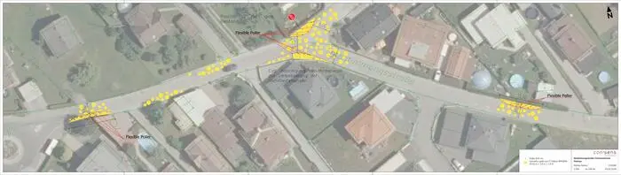 Poller und farbige Bodenmarkierungen sollen die Durchfahrt weniger attraktiv machen und so für weniger Verkehr sorgen