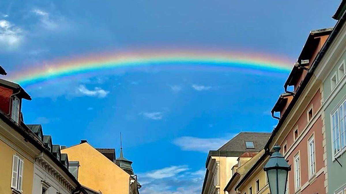 Dieser Regenbogen war am Dienstag über Klagenfurt zu sehen