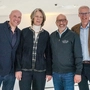 Henning Rieseler vom Studio F. A. Porsche, Gabriella Pape von der Königlichen Gartenakademie Berlin, Andreas Kraler von Hella und Moderator Günther Jauch stehen im Porsche Museum Stuttgart
