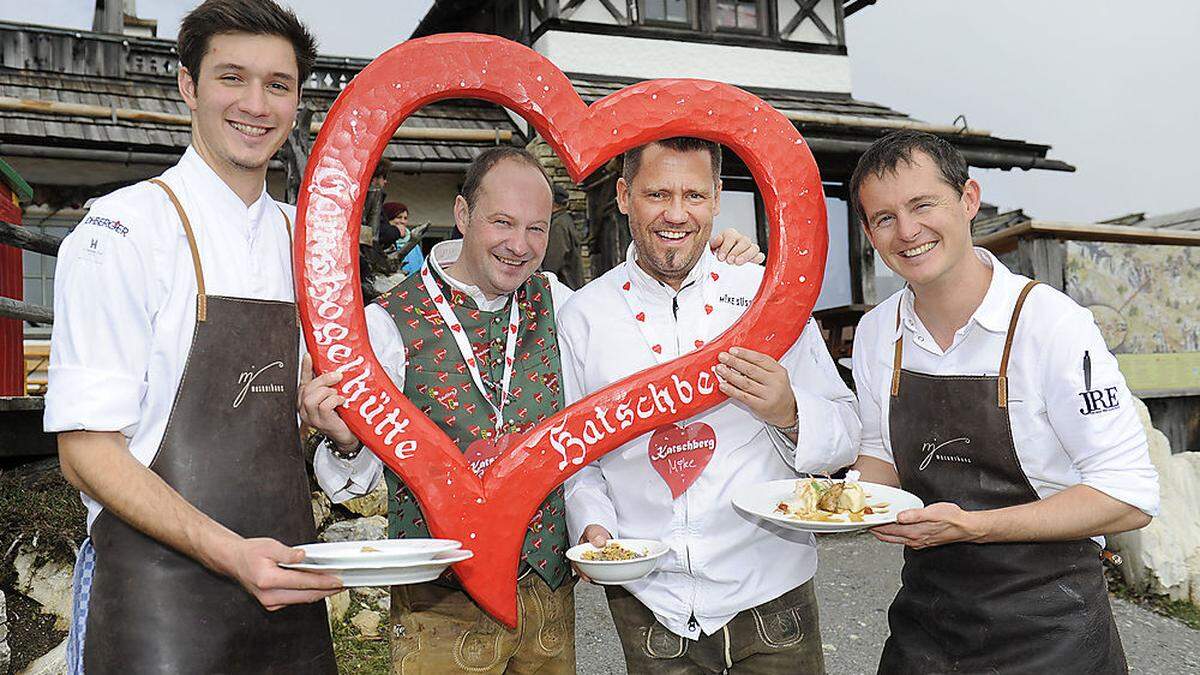 Josef Kellner (Mesnerhaus), Peter Aschbacher (Gamskogelhütte), Mike Süsser und Josef Steffner (von links)