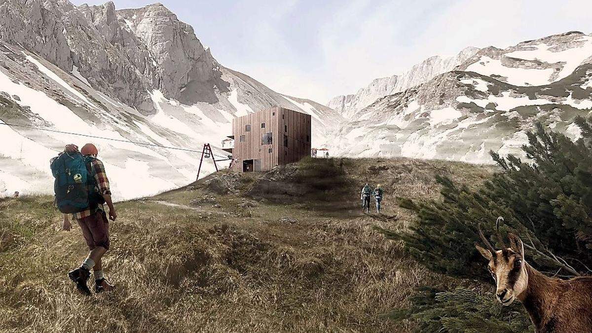 So wird der Ersatzbau der Voisthalerhütte nach seiner Fertigstellung aussehen