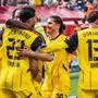 11.05.2025, Bayer 04 Leverkusen vs. Borussia Dortmund, 1. Bundesliga, 33. Spieltag Tor zum 1:4 durch Serhou Guirassy Borussia Dortmund, 9 hier mit Emre Can Borussia Dortmund, 23 Julian Ryerson Borussia Dortmund, 26 Pascal Gross Borussia Dortmund, 13 Waldemar Anton Borussia Dortmund, 3 Marcel Sabitzer Borussia Dortmund, 20 Wichtiger Hinweis: Gemaess den Vorgaben der DFL Deutsche Fussball Liga bzw. des DFB Deutscher Fussball-Bund ist es untersagt, in dem Stadion und/oder vom Spiel angefertigte Fotoaufnahmen in Form von Sequenzbildern und/oder videoaehnlichen Fotostrecken zu verwerten *** 11 05 2025, Bayer 04 Leverkusen vs Borussia Dortmund, 1 Bundesliga, Matchday 33 Goal for 1 4 by Serhou Guirassy Borussia Dortmund, 9 here with Emre Can Borussia Dortmund, 23 Julian Ryerson Borussia Dortmund, 26 Pascal Gross Borussia Dortmund, 13 Waldemar Anton Borussia Dortmund, 3 Marcel Sabitzer Borussia Dortmund, 20 Important note According to the regulations of the DFL German Football League and the DFB German Football Association, it is prohibited to use photographs taken in the stadium and / or of the match in the form of sequential images and / or video-like photo series Copyright: xBahhoxKarax