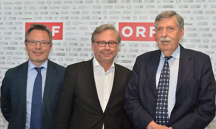 Kamen live zusammen: Franz Medwenitsch, stellvertretender Vorsitzender, ORF-Generaldirektor Alexander Wrabetz und Stiftungsrat Norbert Steger
