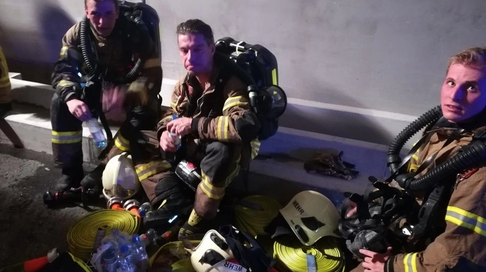 Kameraden der Feuerwehr Deutschfeistritz nachgetaner Arbeit