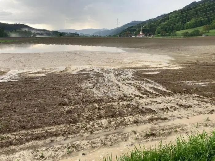 Zu Überschwemmungen kam es nicht nur, wie hier, im Raum Völkermarkt