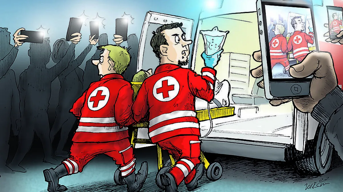 Distanzlose Augenzeugen behindern die Arbeit der Helfer!