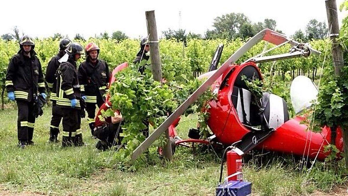 Zum Glück konnte das Ehepaar in einem Weinberg bei Pordenone notlanden