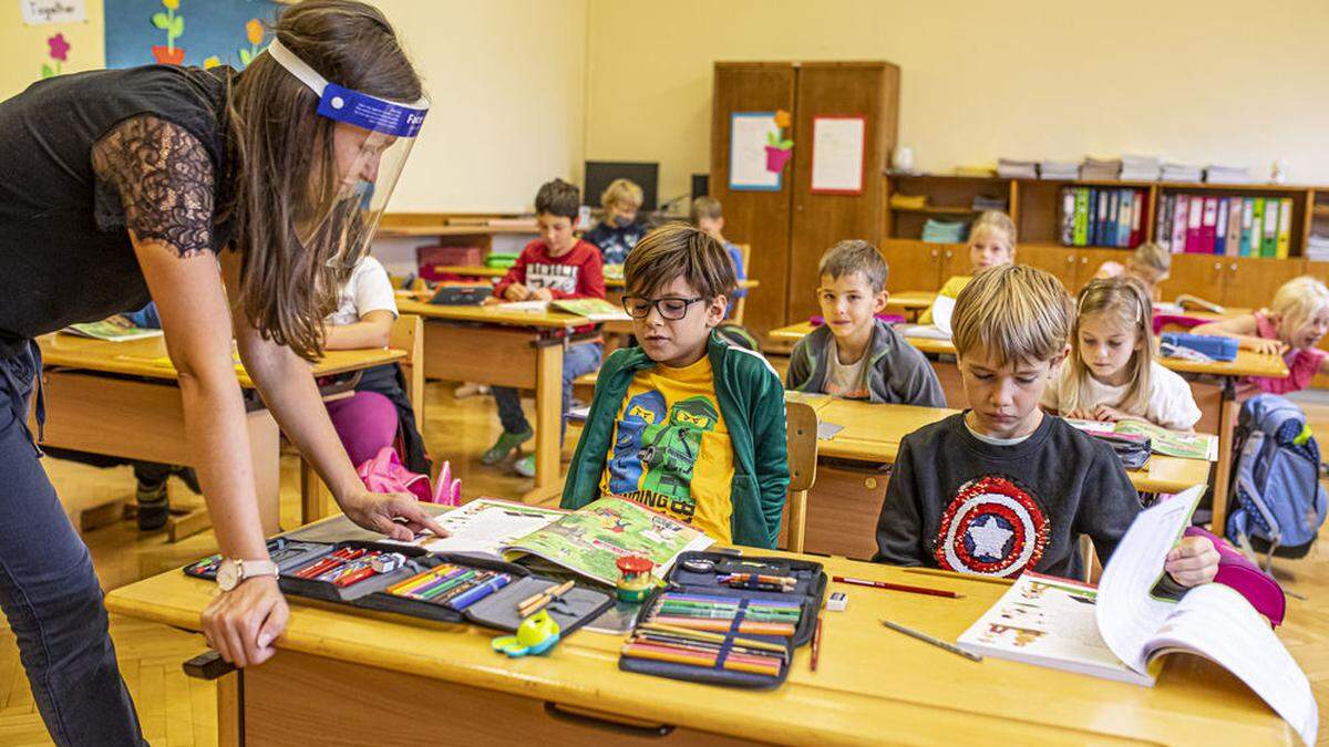 Schulalltag mit Corona-Regeln in einer Volksschule in Klagenfur