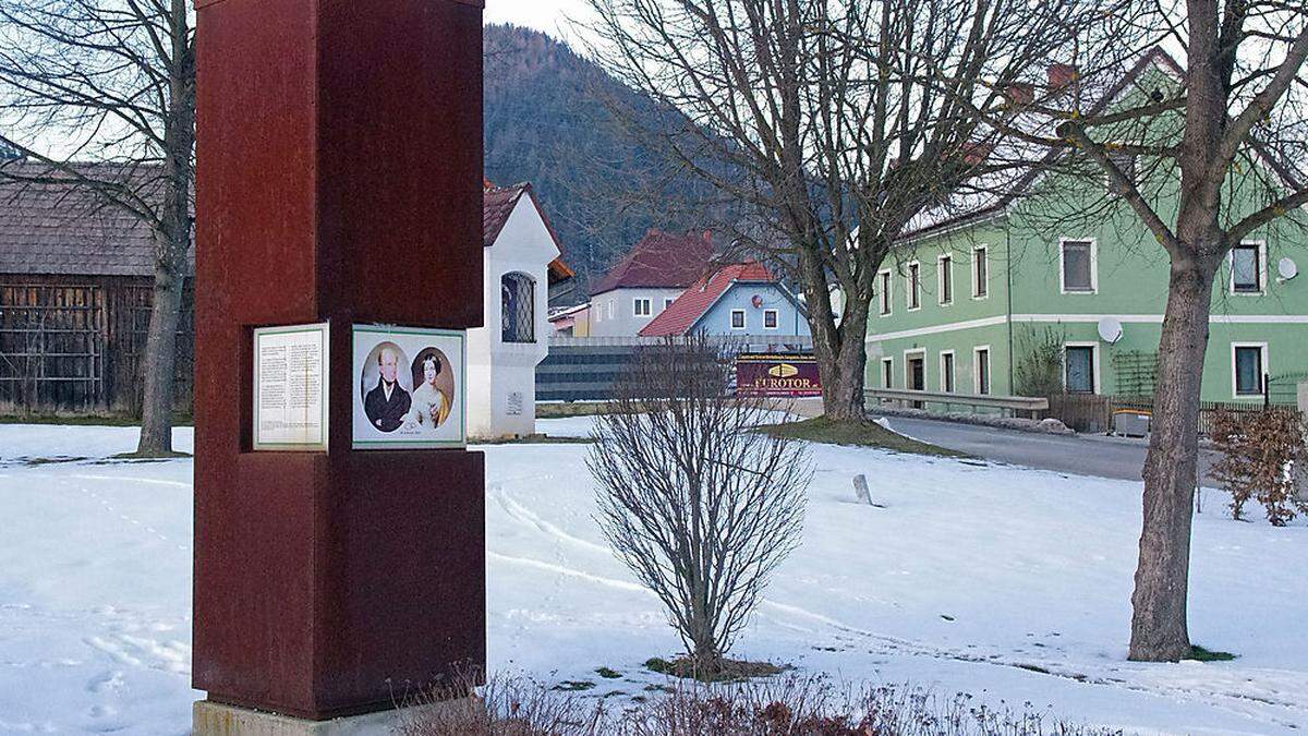 Denkmal zur Erinnerung an die Hochzeit von Erzherzog Johann mit Anna Plochl in St. Lorenzen