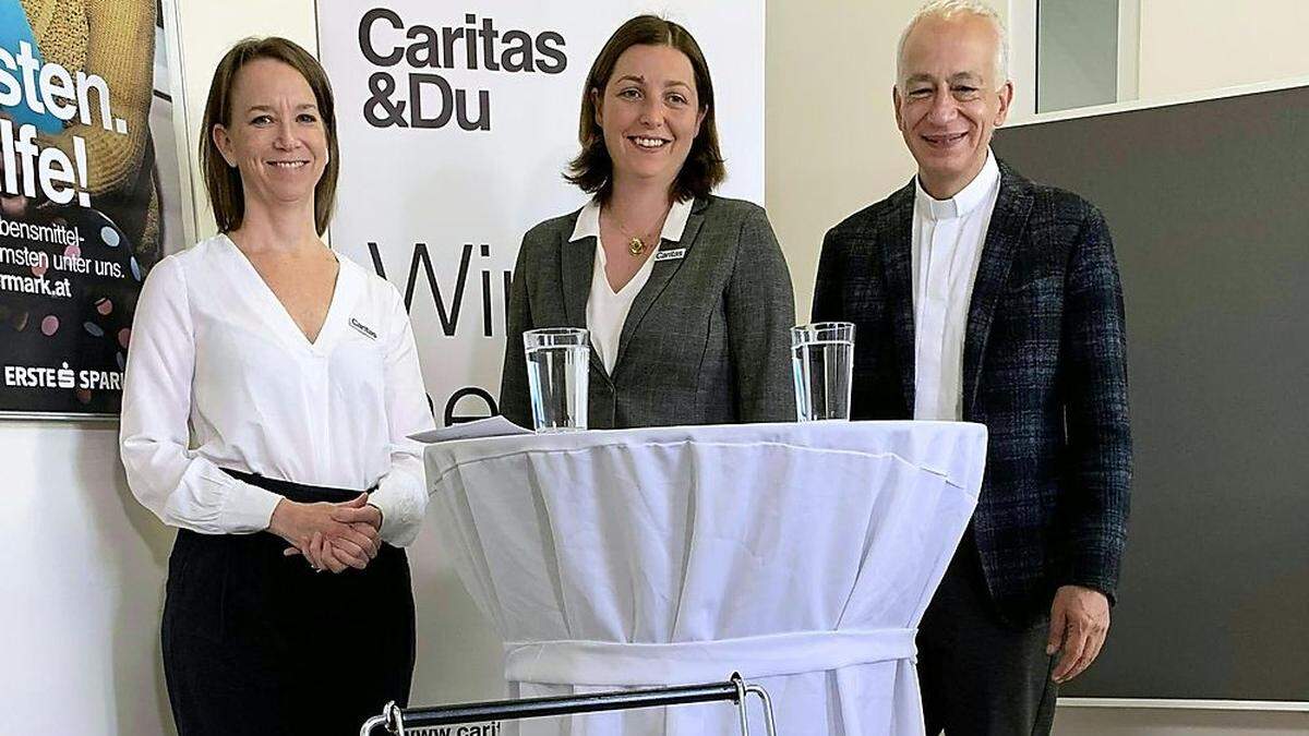 Caritas-Generalsekretärin Anna Parr, Direktorin Nora Tödtling-Musenbichler und Präsident Michael Landau