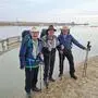 Toni Edelmann, Ernst Prem und Erich Luef wanderten vom Neusiedlersee bis zum Bodensee. Hier beim Start in Rust