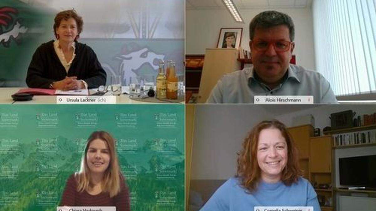 Ursula Lackner, Alois Hirschmann, Chiara Vodovnik und Cornelia Schweiner waren auf virtueller Regionaltour durch die Südoststeiermark