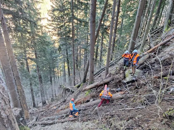 Gearbeitet wird im steilen Gelände