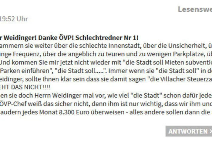 Eine von vielen anonymen Attacken gegen ÖVP-Stadtrat Peter Weidinger.